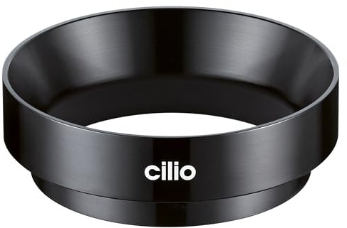 cilio Dosierring BARISTA | Kaffee-Dosierhilfe | Passend für 58 mm Siebträger | Magneten an der Unterseite | Legiertes Aluminium, eloxiert | Ø 6,6 cm, Höhe 2,3 cm | Schwarz