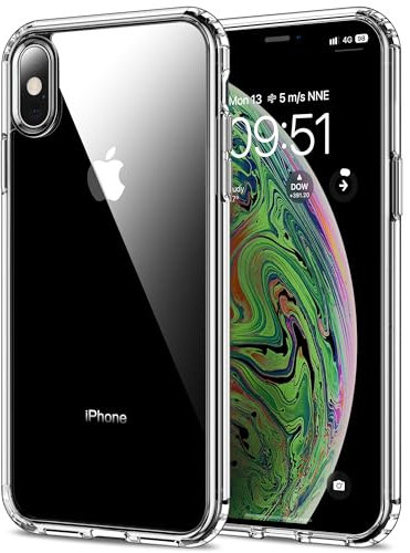 HOOMIL Crystal Clear Hülle für iPhone XS Max, [Anti Gelb] [Militärisch Stoßfest] Handyhülle Durchsichtig Hart Rückseite Schutzhülle - Transparent