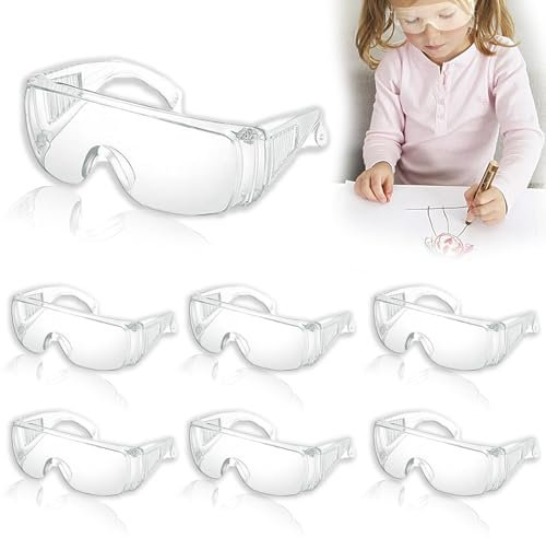 ElevaPulse Lot de 6 lunettes de protection pour enfants, lunettes de protection pour porteurs de lunettes, protection UV, anti-rayures, confortables et sûres