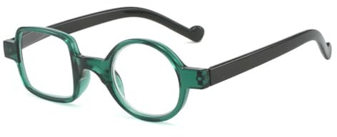 Klassische Lesebrille für Senioren - Stilvoller schwarzer Rahmen mit runden und quadratischen Gläsern, Unisex-Lesegeräte für Männer und Frauen (Grün, 1.00, x)