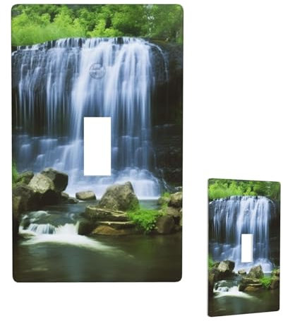 Wall Plate Decorative 1-Gang Toggle Wall Plates Cover Waterfall Flowing Down Outlet Light Switch Cover Electrical Outlet Cover Single Receptacle Covers for Bathroom Kitchen Bedroom Home Decor