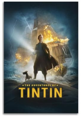 nzzmy Poster The Adventures Of Tintin, Vintage-Kunst-Cover, Raumdekoration, ästhetische Schlafzimmerdekoration, Leinwandposter für Schlafzimmer, 50 x 75 cm, ungerahmter Stil