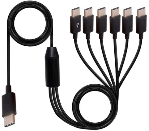 HUHANGGOD Multi USB C Splitter Kabel, 3 in 1 Typ C Ladekabel, 3 Port Daten Ladekabel für Handy/Android 1.5meter (6 TypeC)