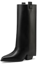 QUEEN HELENA Camperos Stivali Texani a Gambale Largo con Tacco Donna X31-110 (Nero, Sistema Taglie Calzature EU, Adulto, Donna, Numero, Media, 36)