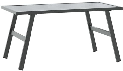 Makastle Gartentisch Wetterfest Metall Lounge Tisch Beistelltisch Kleine Balkon Garten Tisch Balkontisch Terrassentisch Kaffeetisch, Schwarz 90x45x35 cm