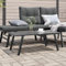 Makastle Gartentisch Wetterfest Metall Lounge Tisch Beistelltisch Kleine Balkon Garten Tisch Balkontisch Terrassentisch Kaffeetisch, Schwarz 90x45x35 cm