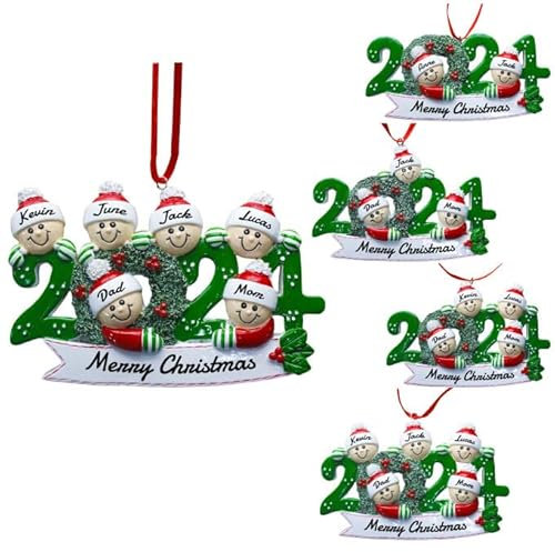 Adorno de Navidad Personalizado 2024 Familia de 2,3,4,5,6,7,8 Personalizado Colgante del árbol de Navidad de los Renos con el Texto Regalos Personalizados de la Decoración
