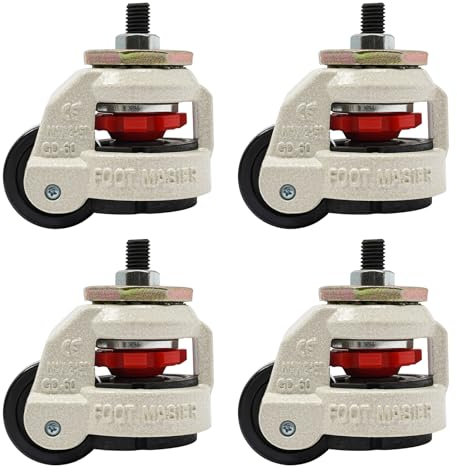 4 Stück Schwerlastrollen Transportrollen Set 500KG Tragfähigkeit Werkbank Rollen Möbelrollen 360-Grad Lenkrollen Höhenverstellbar für Möbel Transport Tisch Kabinett