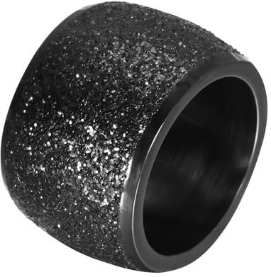 Skcess Ring Damen Schwarz, Verlobungsring Damen Edelstahl Hochpoliertem Rechteckigem Stab Ring 54 (17.2)