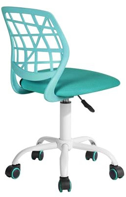 FurnitureR Esszimmer-Drehstühle, 1PC Küchenstuhl, gepolsterter Stuhl, Drehstuhl, bequemer Stuhl mit Rädern, Rückenlehne, armloser Stuhl für Esszimmer, Wohnzimmer, Türkis