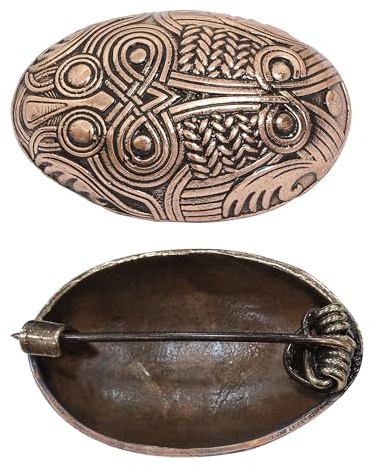 Lord of Battles Broche tortue viking en bronze massif – Broche ovale nordique avec épingle, cire perdue, réplique authentique de bijoux pour reconstitution historique et costumes