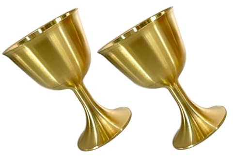 Veemoon 2 Stück Messing Abendmahlskelch – Elegante Weinkelche Aus Messing Für Religiöse Zeremonien - Kommunion Und Rituale – Hochwertige Kupferfarbene Schnapsgläser Für Besondere Anlässe