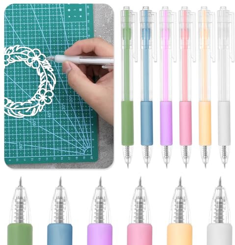 Prasacco 6 Stück Messer Pen Handwerk Schneidwerkzeuge, Craft Cutter Einziehbarer Präzisions Papierschneider DIY Art Work Cutting Allzweck Messerstift Schnitzwerkzeuge für Schule Zuhause Scrapbooking