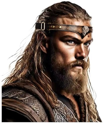 keland Stirnband Wikinger Leder Mittelalter Kopfschmuck für Damen Herren Halloween Cosplay Mittelalterfest LARP (A-Schwarz)