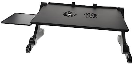 Holibanna Foldable Alloy Laptop Stand with Cooling Fan Ergonomic Desktop Elevating Holder for Bed Office Sofa Multi Functional Laptop Riser with Practical Design