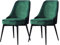 AMAZWI Set di 2 sedie in velluto per cucina, soggiorno, con gambe in metallo, seduta e schienale, in velluto, per ufficio, salotto, sala da pranzo, cucina, camera da letto (verde, piedi neri)