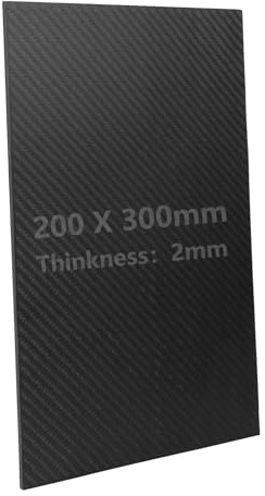SUPAWAY 1 pieza Placa de fibra de carbono 200x300x2mm Placa GFK de fibra de carbono 3K mate Resistente y rígida, alta resistencia para modelos coches RC, mecanizados CNC, trabajos manuales y bricolaje