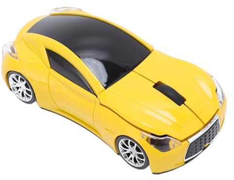 Diyeeni Computer Wireless Maus, Autoformmaus mit 2,4 G USB -Empfänger, 1600 DPI -ergonomische Gaming -optische Mouses für wins 98/M/2000/7/8/10 für Vista für Linux (Yellow)