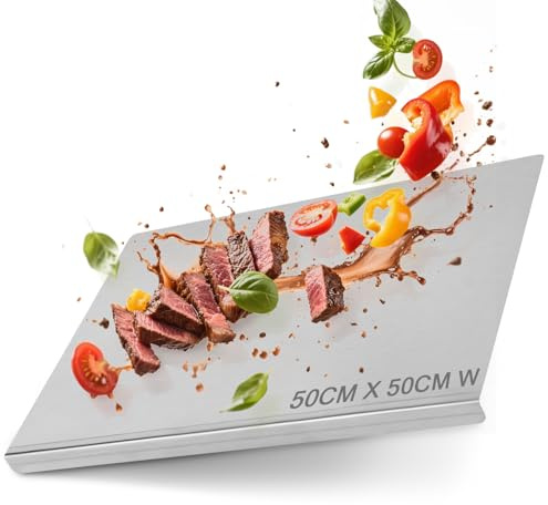 Stainless Steel Chopping Board, 304 Metal Chopping Board Heavy Duty for Kitchen with Counter Lip, Steel Cutting Board for Meat Vegetables Baking Pastry(50 cm L x 50 cm W)