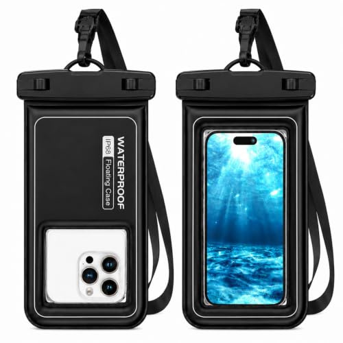 Funda Impermeable Móvil Flotante 2 Unidades, IPX8 Flotante Funda Acuática Móvil con Cordón Ajustable, para 17/16/15/14 Pro MAX, Samsung S26 S25 S24 Ultra, hasta 7,5 para Playa Natación Piscina