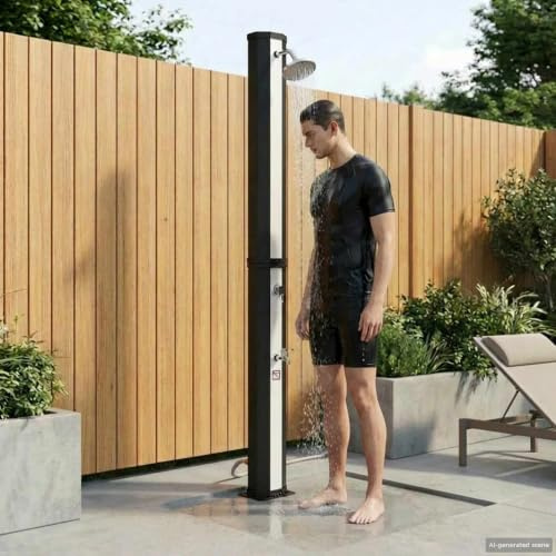 LoogCape Doccia solare con soffione doccia, rubinetto da 40 l, per giardino, piscina, vasca idromassaggio, piscina, spa, jacuzzi e vasca idromassaggio, riscaldamento, controllo della temperatura