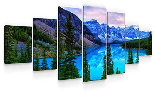 Startonight Grande Quadro su Tela Paesaggio di montagna blu, Stampe Incorniciato e Pronta da Appendere Design Moderno Arredamento Arte Fotografia Formato XXL Multipannello di 7 Parti 100 x 240 CM