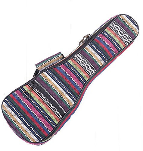YAAGLE 21/23/26 Inch Country-Style Ukulele Tasche Baumwolle Ukulele Rucksack Sopran/Konzert/Tenor Ukulele Tasche verdickt Ukulelenhülle Gigbag Streifen Musikinstrument Taschen