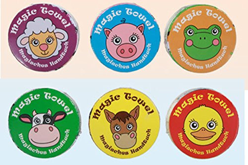 KAMACA Magische Handtücher Bauernhoftiere Farmtiere Zauberhandtuch Kinder Baumwolle Geschenkidee Weihnachten & Kindergeburtstag Zaubertuch für Kinder Mitgebsel Kindergeburtstag (6er Set FARMTIERE)