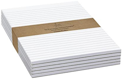 The Worcestershire Stationery Company A5 lined note pad, pack of 5 (Lined (no margin), pack of 5, zero plastic packaging