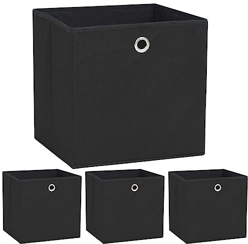vidaXL 4X Aufbewahrungsbox Vliesstoff 32x32x32cm Schwarz Faltbox Regalkorb