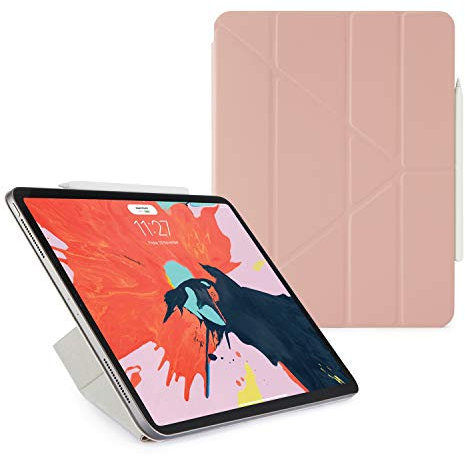 Pipetto iPad Pro Folio 32,8 cm (12,9 Zoll) Federmäppchen und Ladeständer für Apple 5 in 1 Klappposition mit automatischer Sleep/Wake-Funktion, Dusty Pink