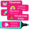 Haberdashery Online 50 personalisierte Klebeetiketten, 6 x 2 cm, Fuchsia, Vinyl, Spülmaschinen- und Mikrowellenfest, 50 Etiketten