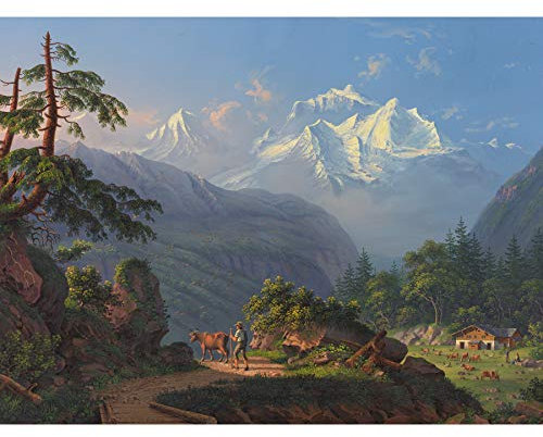 Fine Art Prints Große Wandkunst von Bleuler Jungfrau Berg Alpen Schweiz Gemälde Poster Druck dickes Papier 45,7 x 61 cm
