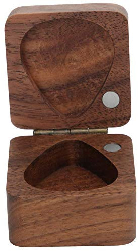 Bnineteenteam Gitarren Pick Box, Gitarrenplektren-Box Akazienholz Square Guitar Pick Box Plektrum-Behälter für Gitarren-Standard-Plektren Plektron Etui Musikinstrumentenzubehör