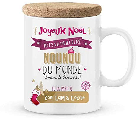 Cadeau de noël nounou - Mug personnalisé meilleure nounou du monde