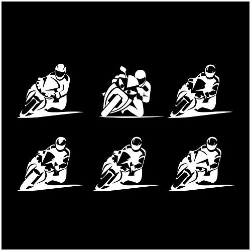 Motorradaufkleber 6er Set Sticker Aufkleber für Motorrad Auto Biker Bike Folie selbstklebend Design (Weiß Glanz K022)
