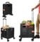 Einkaufstrolley, Klappbar Transport Trolley, Shopping Cart, Trolley mit Deckel, Faltbar Einkaufstrolley Einkaufswagen Faltbox Schwarz, bis 50kg, Teleskopgriff Ausziehgriff Aluminium Kunststoff