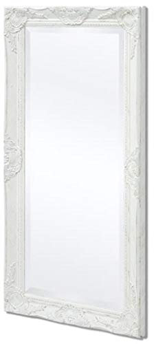 yorten Wandspiegel im Barock-Stil Wand Spiegel Barockspiegel Flurspiegel Holzrahmen Spiegel Weiß 100 x 50 cm mit Befestigungshaken, für Schlafzimmer, Ankleideraum oder Badezimmer