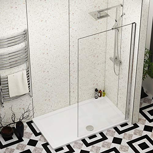 1500 x 760mm Walk in Shower Enclosure with Pearlstone Tray - 900mm Wet Room Shower Screen Easy Clean Glass