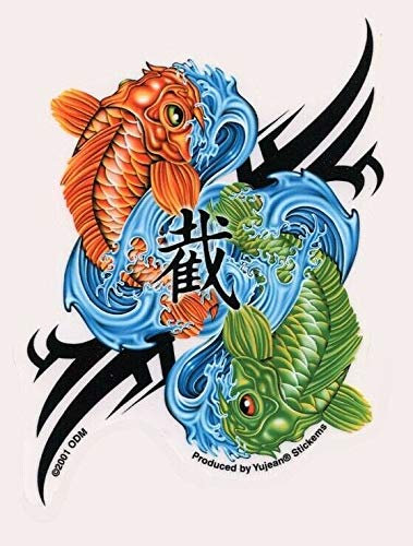 Sticker-Designs 10cm! Klebe-Folie Wetterfest Made-IN-Germany: Pair (2) Lucky KOI Yin Yang for E946 UV Waschanlagenfest Auto-Aufkleber Profi-Qualität!