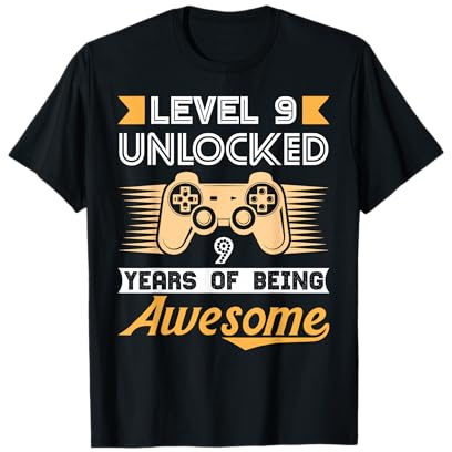 9th Birthday Level 9 Unlocked Gaming Funny Gamer Gift T-Shirt