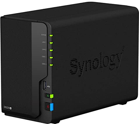 Synology DS220+ 24TB 2 Bay Desktop NAS Solution, Installed with 2 x 12TB Toshiba N300 Drives, DS220+/24TB-N300