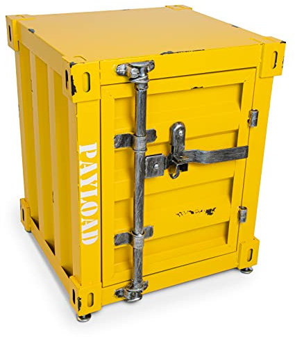 BÜTTNER Beistelltisch Couchtisch Nachttisch Hocker Schrank Kasten Spind mit Stauraum im Industrie Design Container Look aus Metall 40 x 38 x 48 cm - Gelb