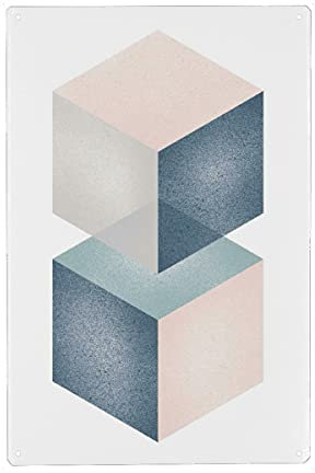 artboxONE Metall-Poster 30x45 cm Abstrakt Cubes pink Grey Green von Künstler Sasha Lend