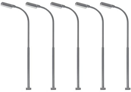 Evemodel 5Stk. Modell Bahnsteiglicht mit LED Straße Lampe Landschaftsbau Licht Bonsai Dekoration (Spur N weiss)