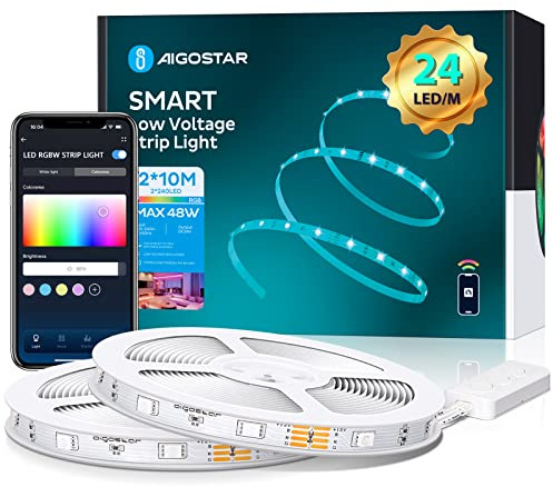 Aigostar LED Strip Alexa 20 m, RGB LED Streifen with 28-Button IR Fernbedienung, Compatible with Alexa/Google Home,Musik Sync, LED Lichtleiste for Party/Bar/Home/Bedroom/E-Sportraum, 48 W