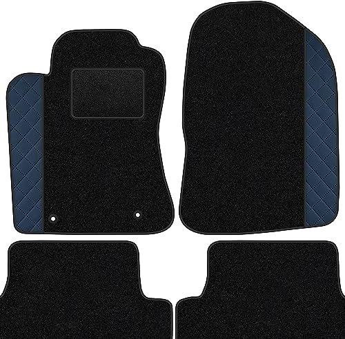 moto-MOLTICO Fußmatten Auto Velours Autoteppiche Schwarz Automatten Set 3-teilig - Auffälliges Design - passend für Toyota Auris I Corolla E15 2007-2012 (Blaues Muster)