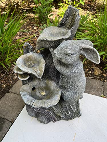 allpondsolutions Rabbit Waterfall x 3 Water Bowls I Solar Powered Garden Water Feature with LED Light | Outdoor Self Contained -46x32x26