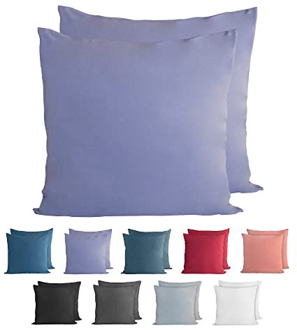 Komfortec 100% Baumwolle Kissenbezüge 2er Set 50x50 cm, Superweicher Premium Jersey Kopfkissenbezug 150 g/m², Kissenhülle, Lila