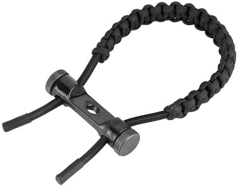 Élingue d'arc de Poignet de Tir à l'arc, Équipement de Tir à l'arc Réglable Composé Poignet Sangle Cordon Tir Cible Corde Tressée Corde de Poignet Composée Accessoire de Chasse (Noir)